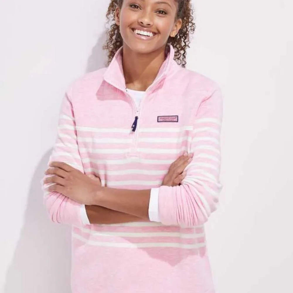 NEW PINK VINEYARD VINES DREAMCLOTH PLACED STRIPE RELAXED SHEP SHIRT SWEATER - Picture 10 of 12